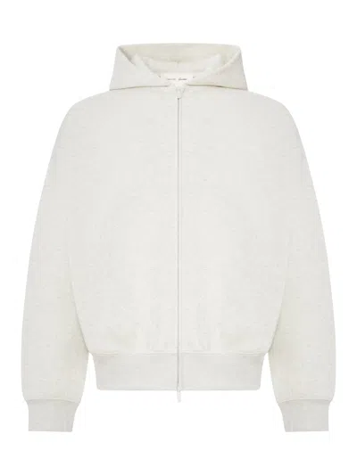 Essentials Signature Classic Zip-up Hoodie In White