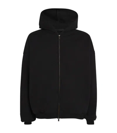 Essentials Cotton Logo Hoodie In Black