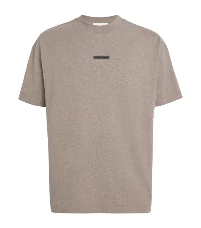 Essentials Cotton Marl Logo T-shirt In Brown