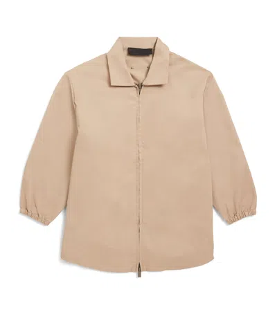 Essentials Kids' Cotton Twill Overshirt In Beige