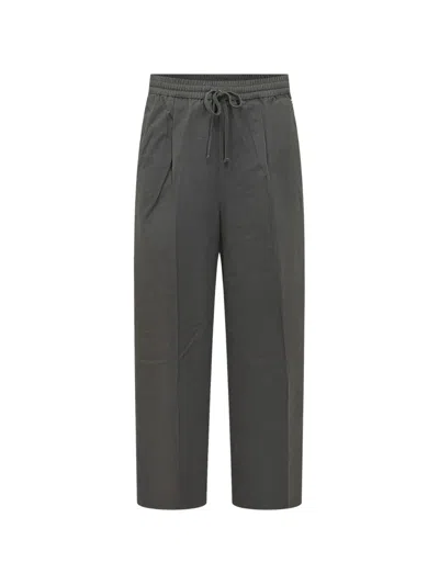 Essentials Cotton Twill Pleat Front Drawstring Pants In Red
