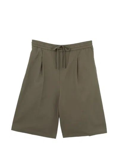 Essentials Cotton Twill Relaxed Drawstring Shorts In Green