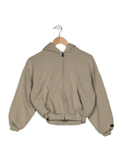 Pre-owned Essentials Kids' Cotton Zip Up Hoodie In Neutrals