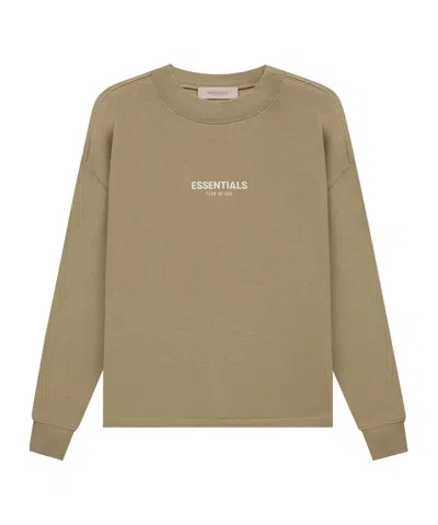 Essentials Crew-neck Logo-print Sweatshirt In Brown