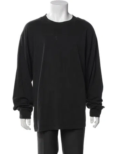 Pre-owned Essentials Crew Neck Long Sleeve Henley In Black