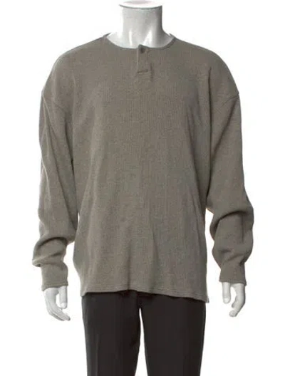 Pre-owned Essentials Crew Neck Long Sleeve Henley In Grey