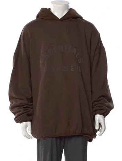 Pre-owned Essentials Crew Neck Long Sleeve Hoodie In Brown