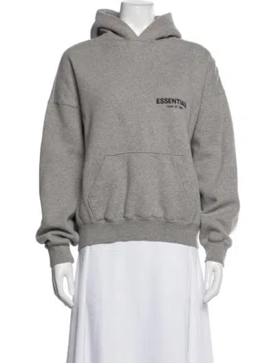 Pre-owned Essentials Crew Neck Long Sleeve Hoodie In Gray