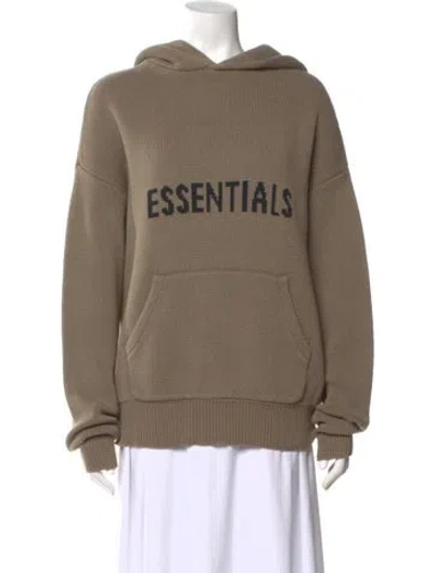 Pre-owned Essentials Crew Neck Long Sleeve Hoodie In Green
