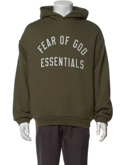 Pre-owned Essentials Crew Neck Long Sleeve Hoodie In Green