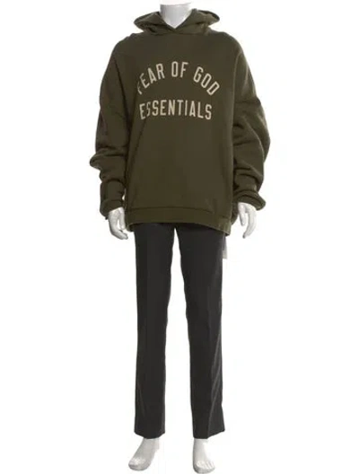Pre-owned Essentials Crew Neck Long Sleeve Hoodie In Green