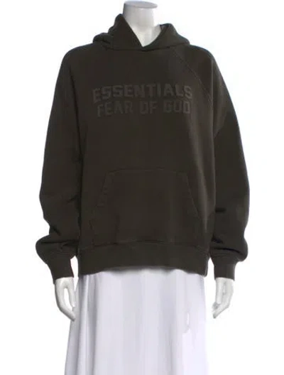 Pre-owned Essentials Crew Neck Long Sleeve Hoodie In Green