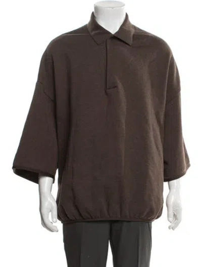 Pre-owned Essentials Crew Neck Long Sleeve Polo Shirt In Brown