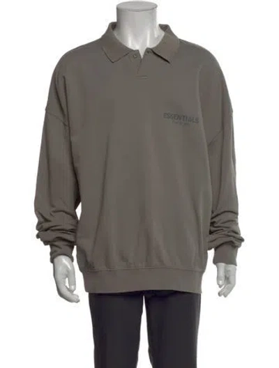 Pre-owned Essentials Crew Neck Long Sleeve Polo Shirt In Gray
