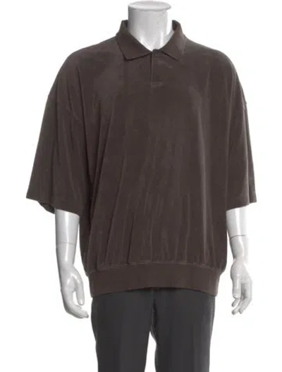 Pre-owned Essentials Crew Neck Long Sleeve Polo Shirt In Green