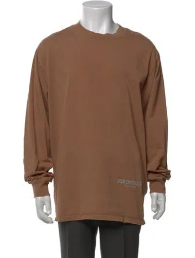 Pre-owned Essentials Crew Neck Long Sleeve T-shirt In Brown