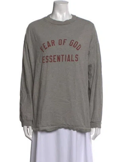 Pre-owned Essentials Crew Neck Long Sleeve T-shirt In Gray