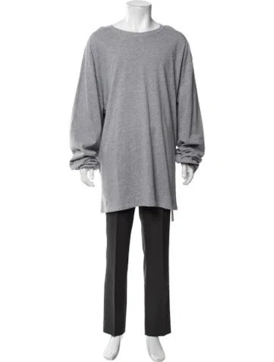 Pre-owned Essentials Crew Neck Long Sleeve T-shirt In Grey