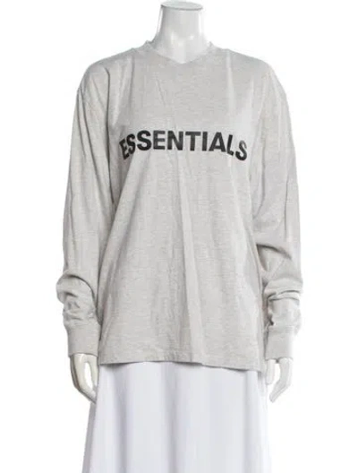 Pre-owned Essentials Crew Neck Long Sleeve T-shirt In White