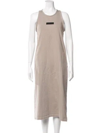 Pre-owned Essentials Crew Neck Midi Length Dress In Neutrals