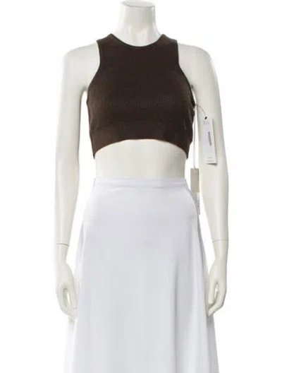 Pre-owned Essentials Crew Neck Sleeveless Crop Top W/ Tags In Brown