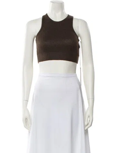 Pre-owned Essentials Crew Neck Sleeveless Crop Top W/ Tags In Brown