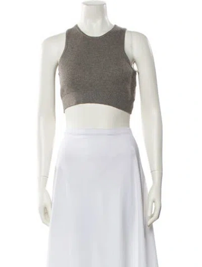 Pre-owned Essentials Crew Neck Sleeveless Crop Top W/ Tags In Gray