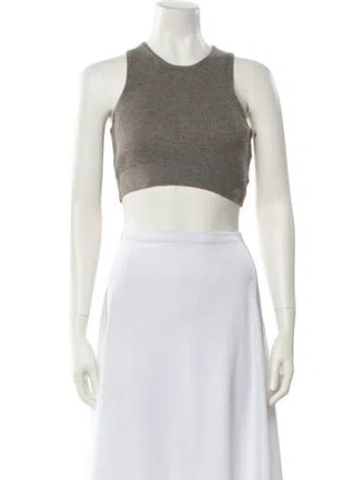 Pre-owned Essentials Crew Neck Sleeveless Crop Top W/ Tags In Gray