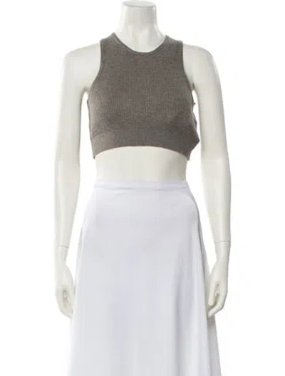 Pre-owned Essentials Crew Neck Sleeveless Crop Top W/ Tags In Gray