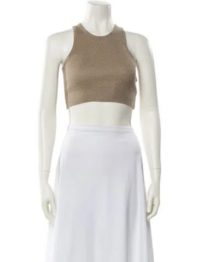 Pre-owned Essentials Crew Neck Sleeveless Crop Top W/ Tags In Neutral