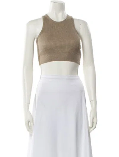 Pre-owned Essentials Crew Neck Sleeveless Crop Top W/ Tags In Neutral