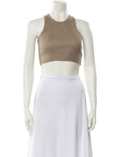 Pre-owned Essentials Crew Neck Sleeveless Crop Top W/ Tags In Neutrals