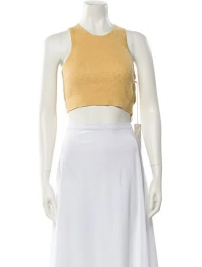 Pre-owned Essentials Crew Neck Sleeveless Crop Top W/ Tags In Yellow