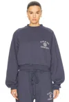 Essentials Navy Fleece Cropped Crewneck Sweatshirt In Marine