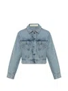 Essentials Cropped Denim Jacket In Blue