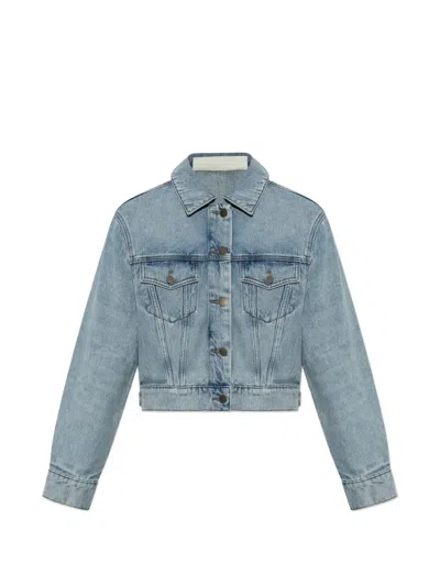 Essentials Cropped Denim Jacket In Blue