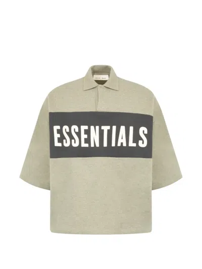 Essentials Cropped Panelled Polo Shirt In Grey