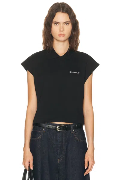ESSENTIALS CROPPED PIQUE POLO TOP