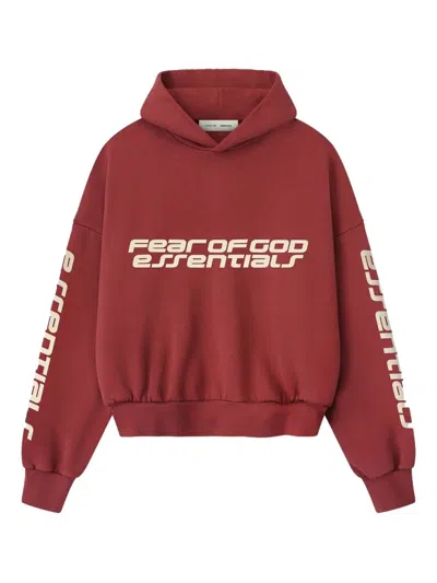 Essentials "cropped Relaxed" Hoodie In Red
