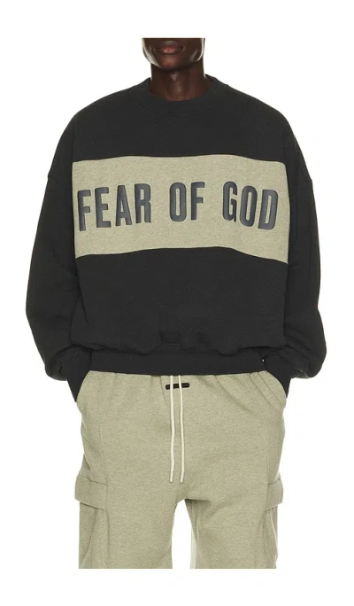 Essentials Cropped Relaxed Panelled Sweatshirt In Black