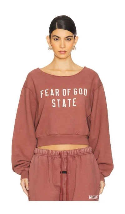 Essentials Cropped Sweatshirt In Crimson