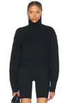 Essentials Cropped Turtleneck Sweater In Black