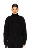 Essentials Cropped Turtleneck Sweater In Black