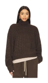 Essentials Cropped Turtleneck Sweater In Brown