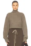 Essentials Cropped Turtleneck Sweater In Heather Gray
