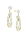 Essentials Crystal Double Teardrop Earring In Gold Plate In Gold