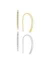 Essentials And Now This Crystal Duo Threader Earrings In Silver Plate And Gold Plate In Two Tone