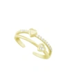 Essentials Cubic Zirconia Double Row Heart Toe Ring In Gold Plate In Gold