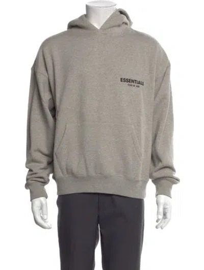Pre-owned Essentials Dark Oatmeal Graphic Print Hoodie In Gray