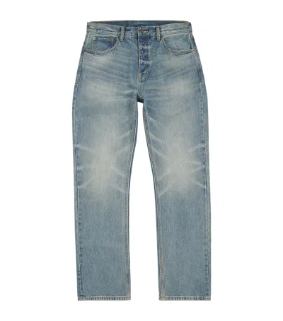 Essentials Distressed Straight Jeans In Blue